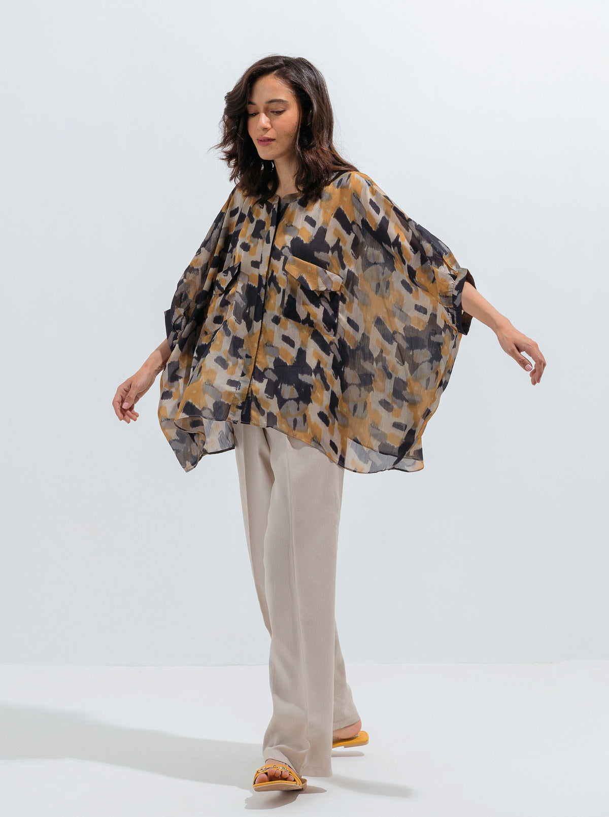 Abstract Print Boxy Flowy Top