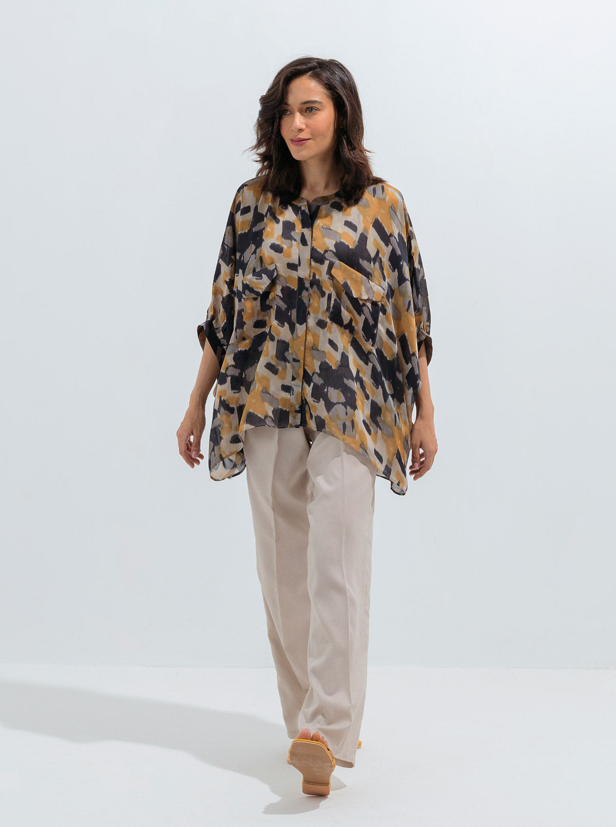 Abstract Print Boxy Flowy Top