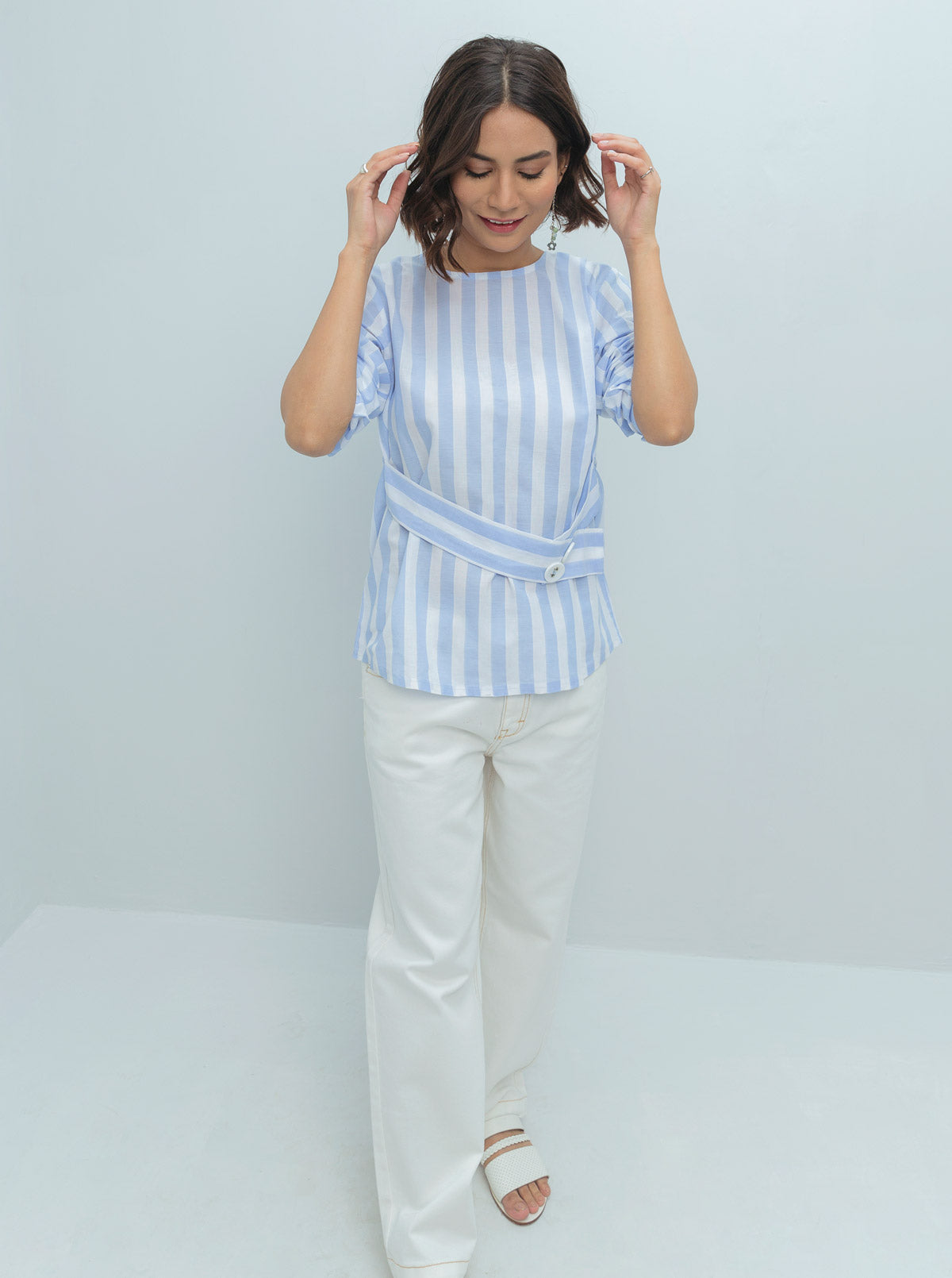 Striped Front Belt Top