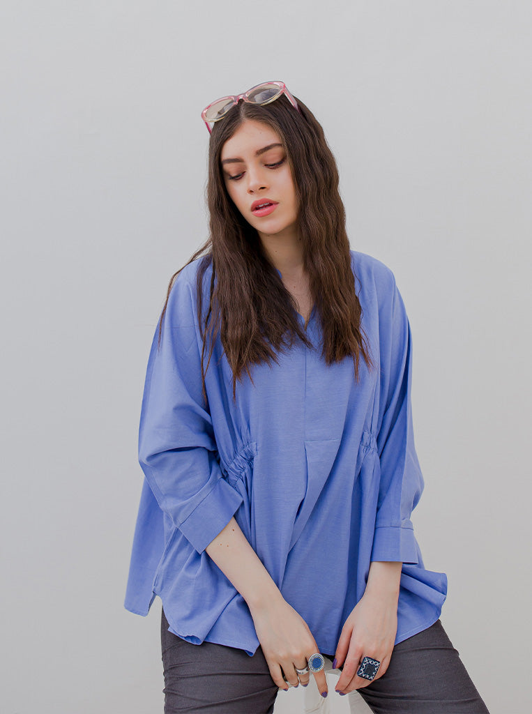 Cobalt Blue Gathered Top