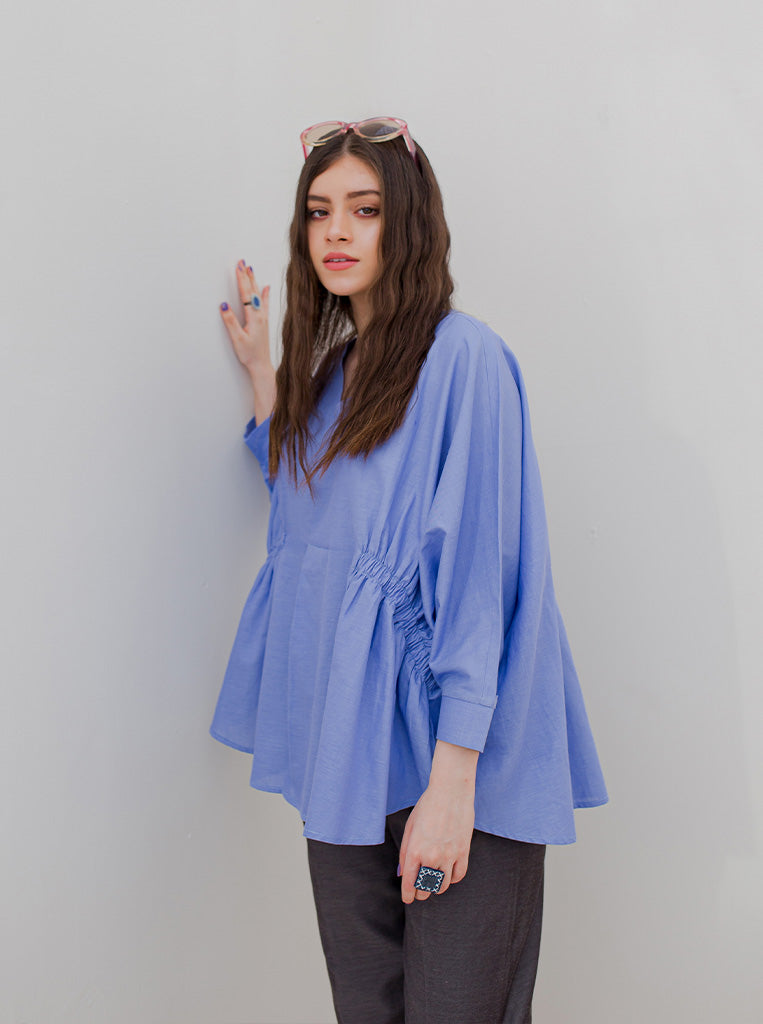 Cobalt Blue Gathered Top