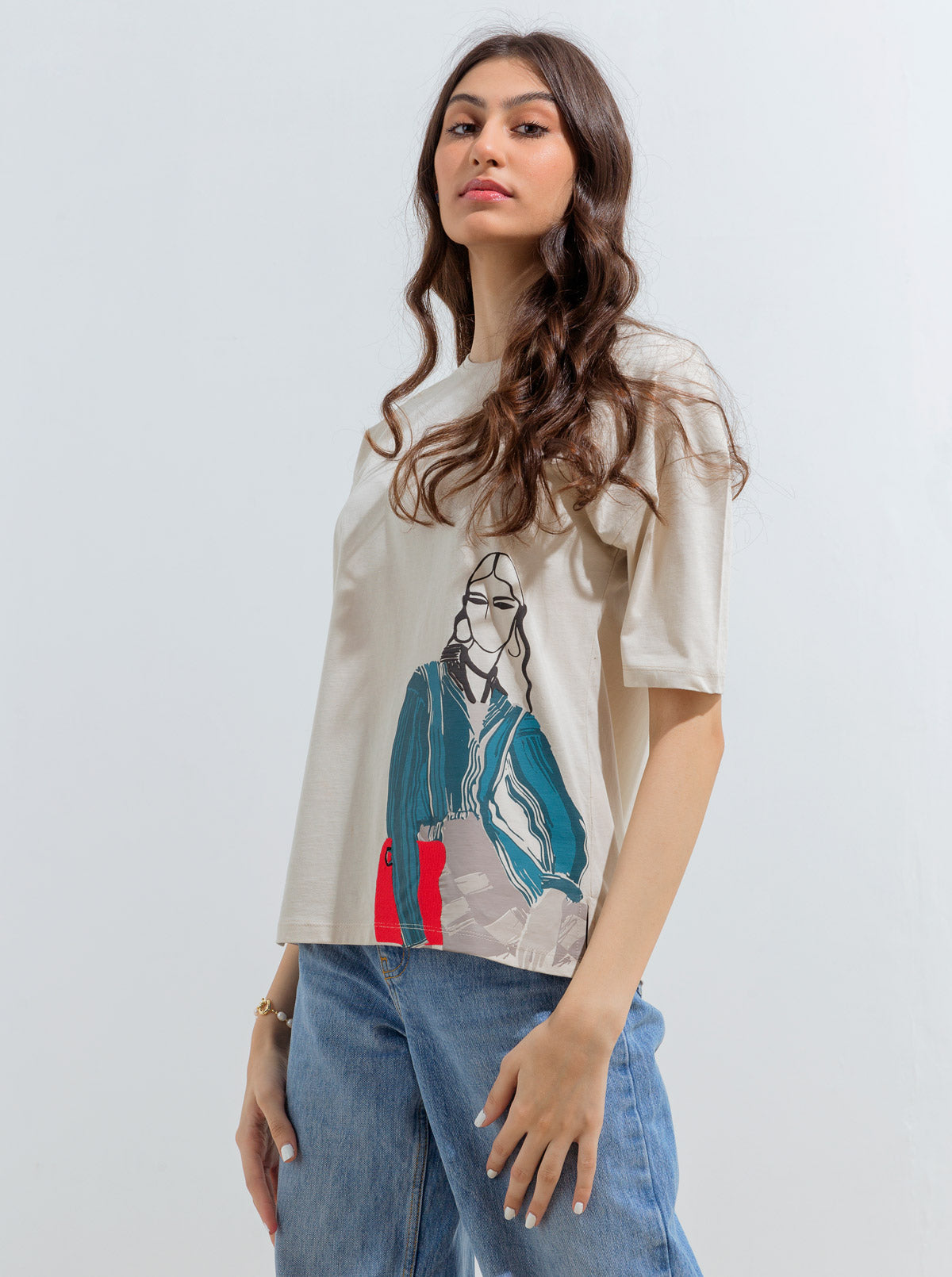 Beige Graphic T-Shirt