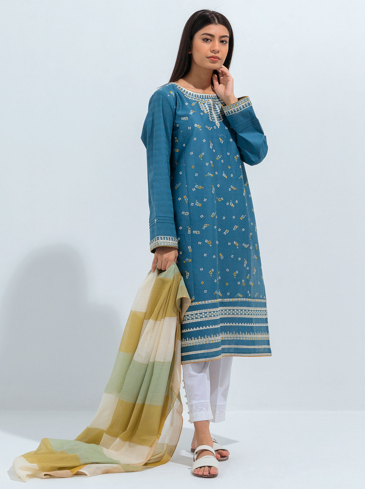 Embroidered Shirt With Dupatta