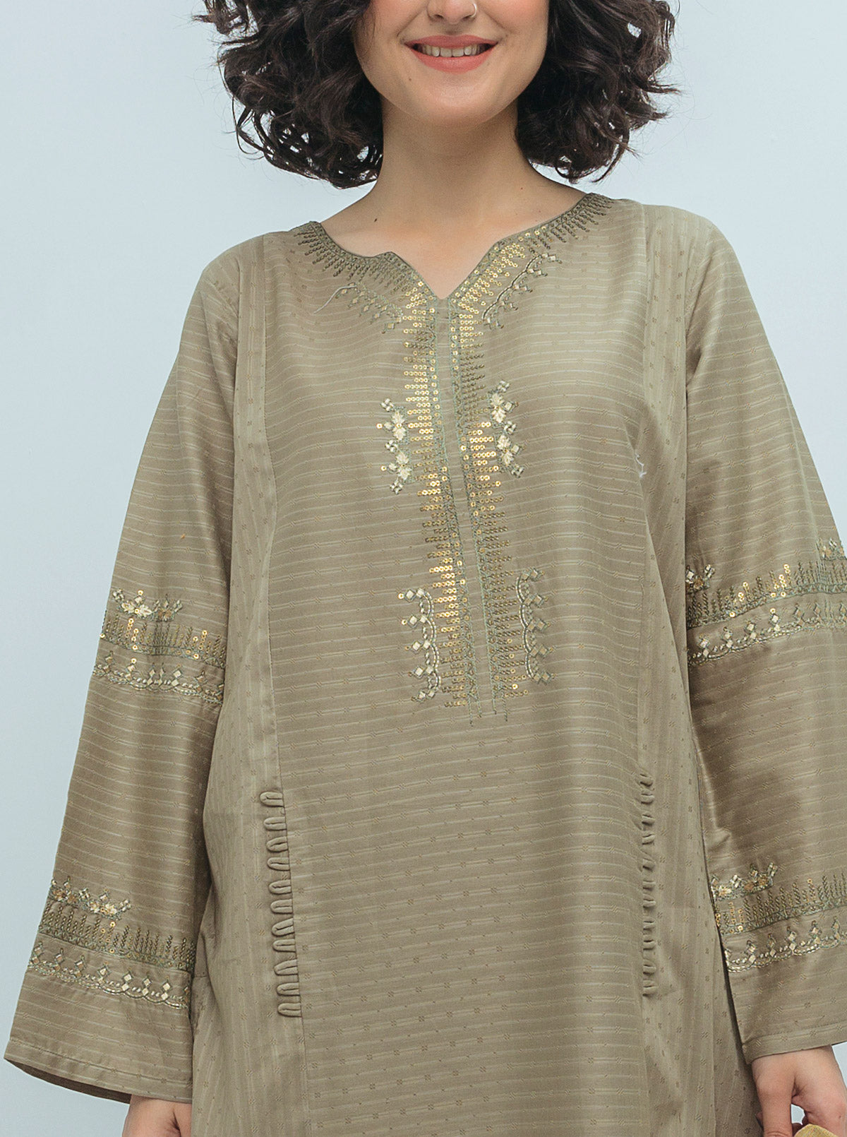 Embroidered Shirt With Dupatta And Pant
