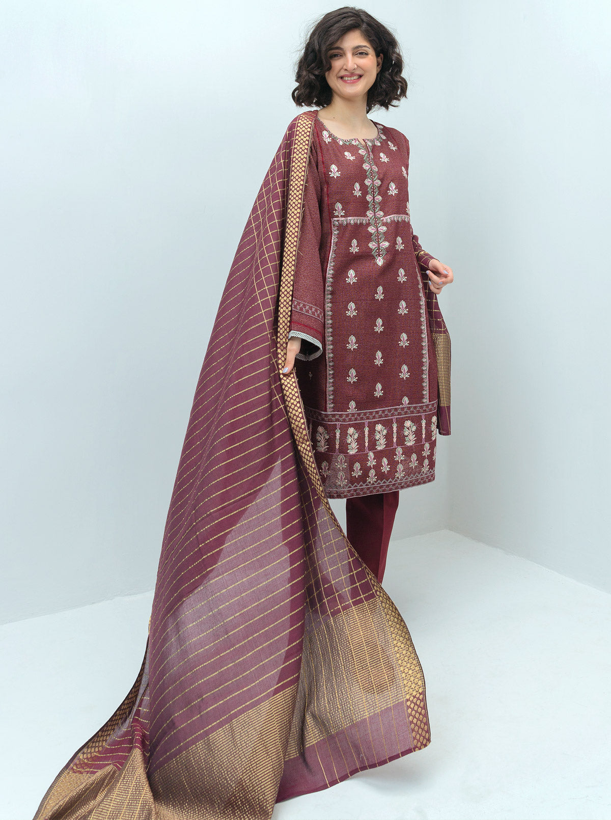 Embroidered Shirt With Dupatta