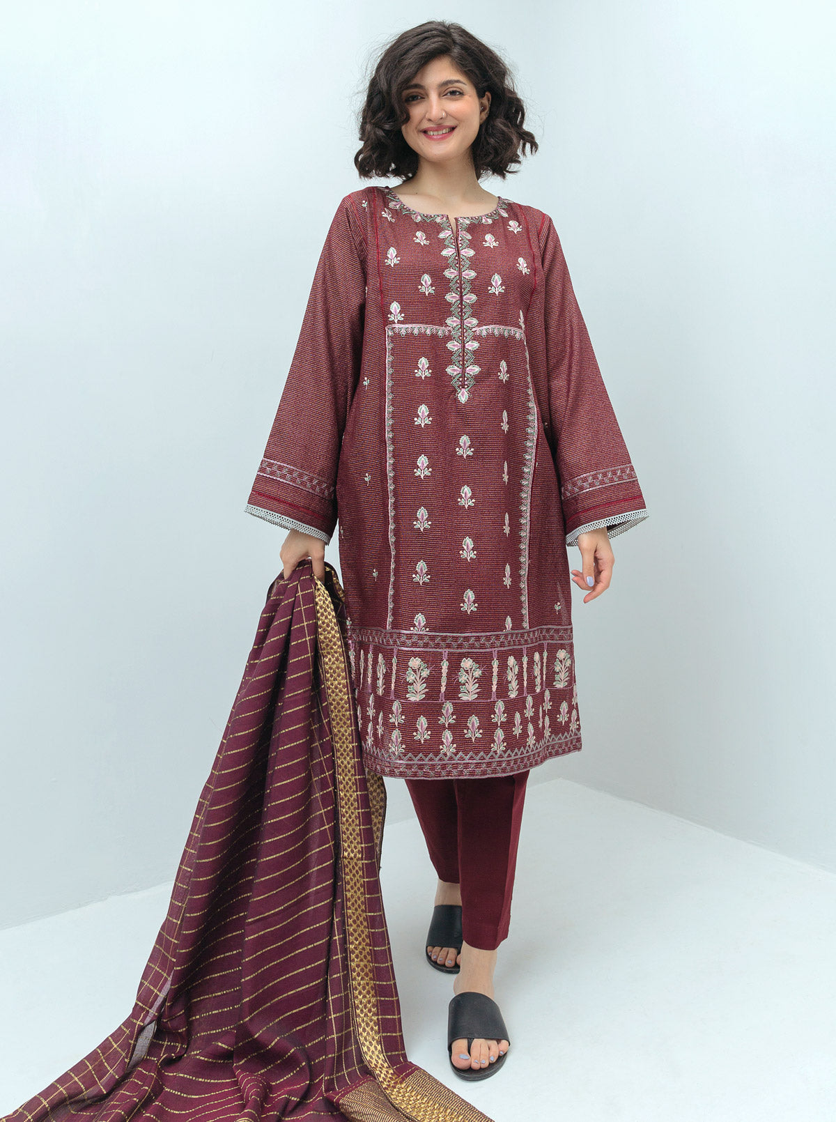 Embroidered Shirt With Dupatta
