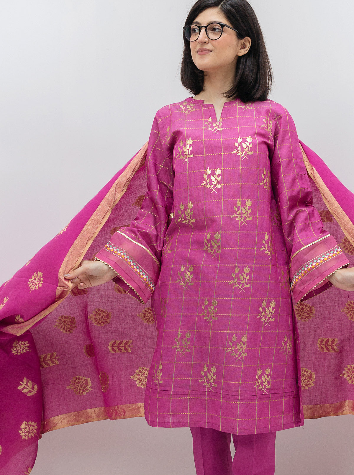 Embroidered Shirt With Dupatta