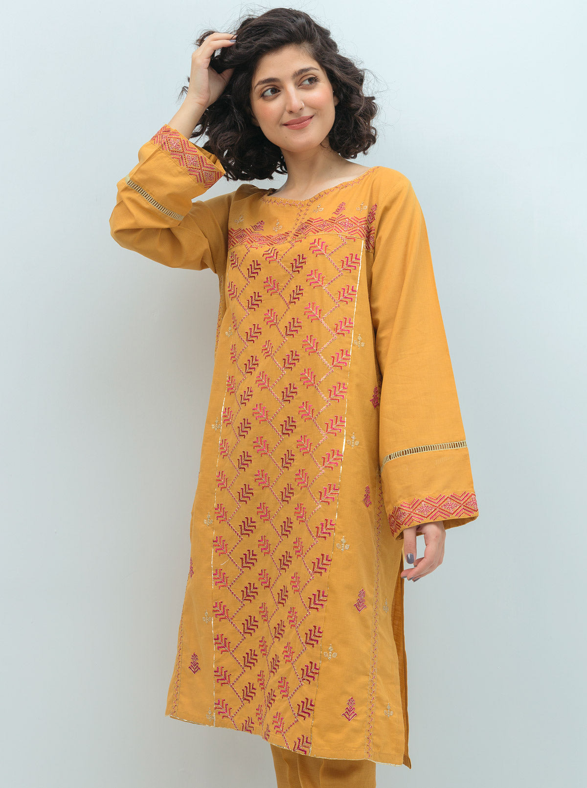 Embroidered Yarn Dyed Cotton Shirt (Luxury Pret)