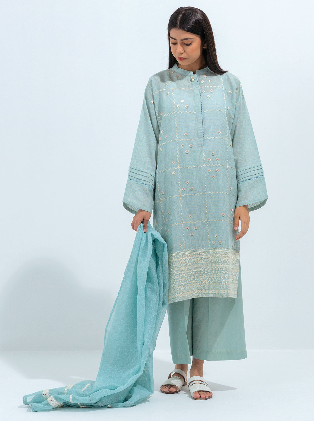 Embroidered Shirt With Dupatta