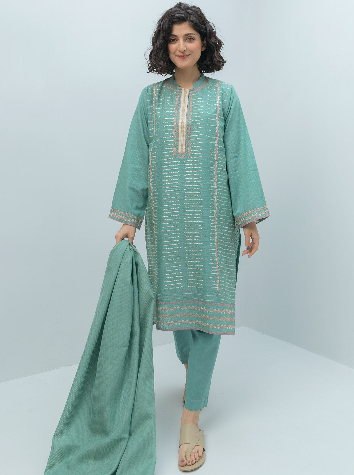 Embroidered Shirt With Dupatta