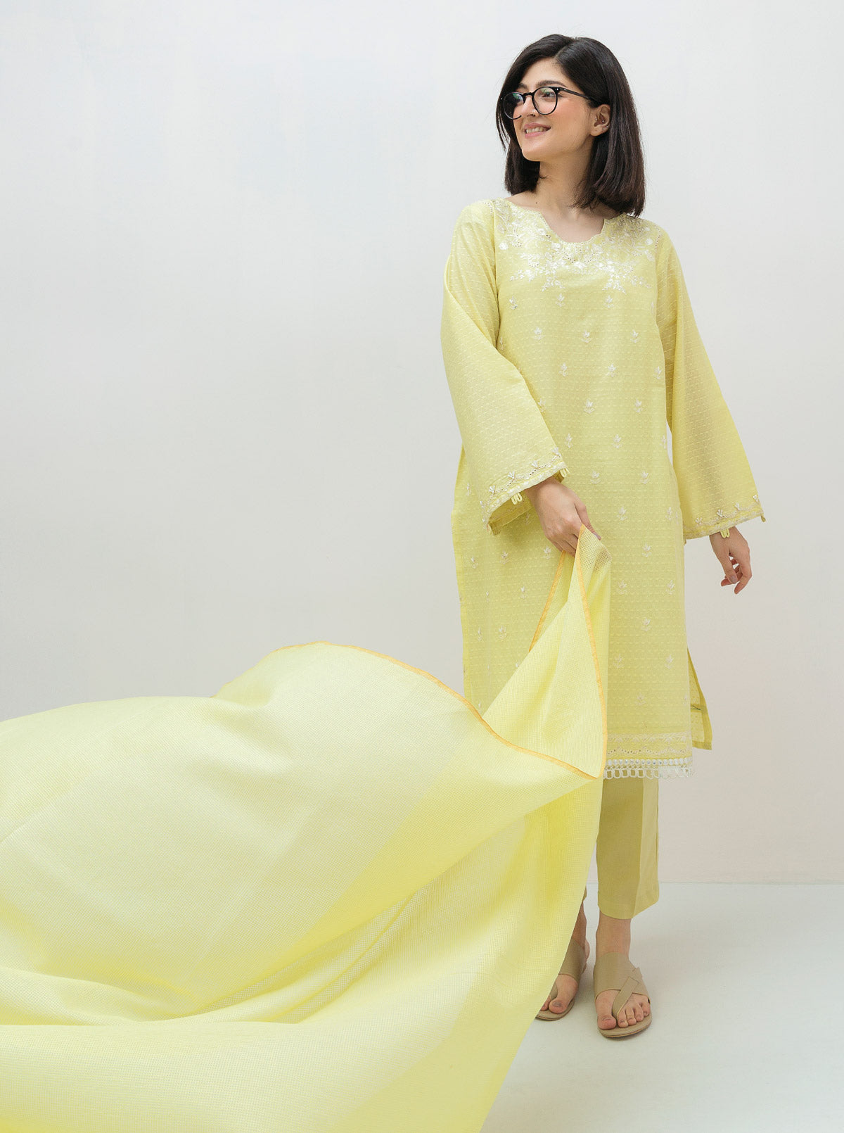 Embroidered Shirt With Dupatta