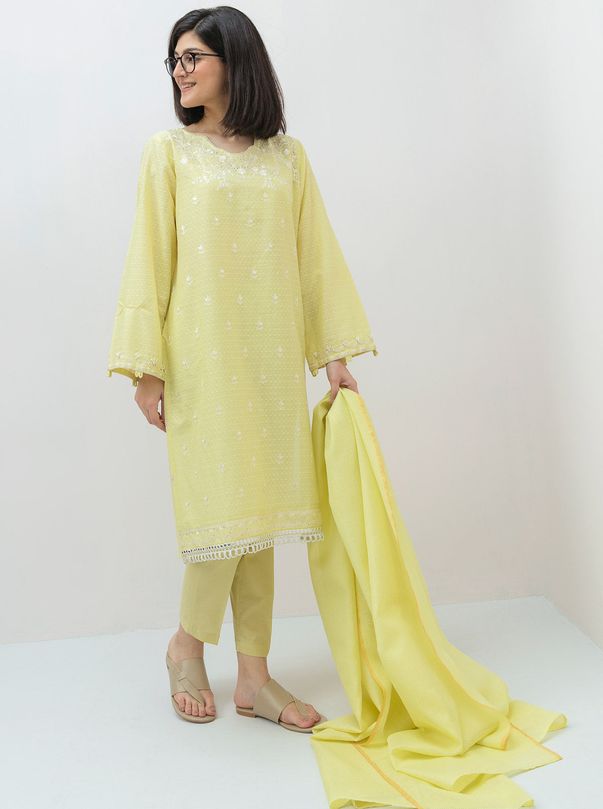 Embroidered Shirt With Dupatta
