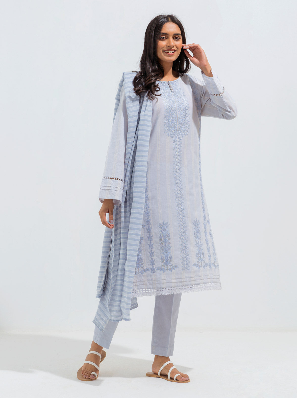 Embroidered Shirt With Dupatta