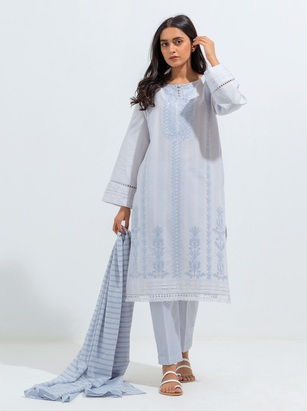Embroidered Shirt With Dupatta