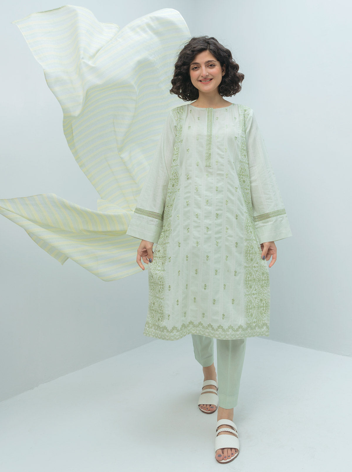 Embroidered Shirt With Dupatta