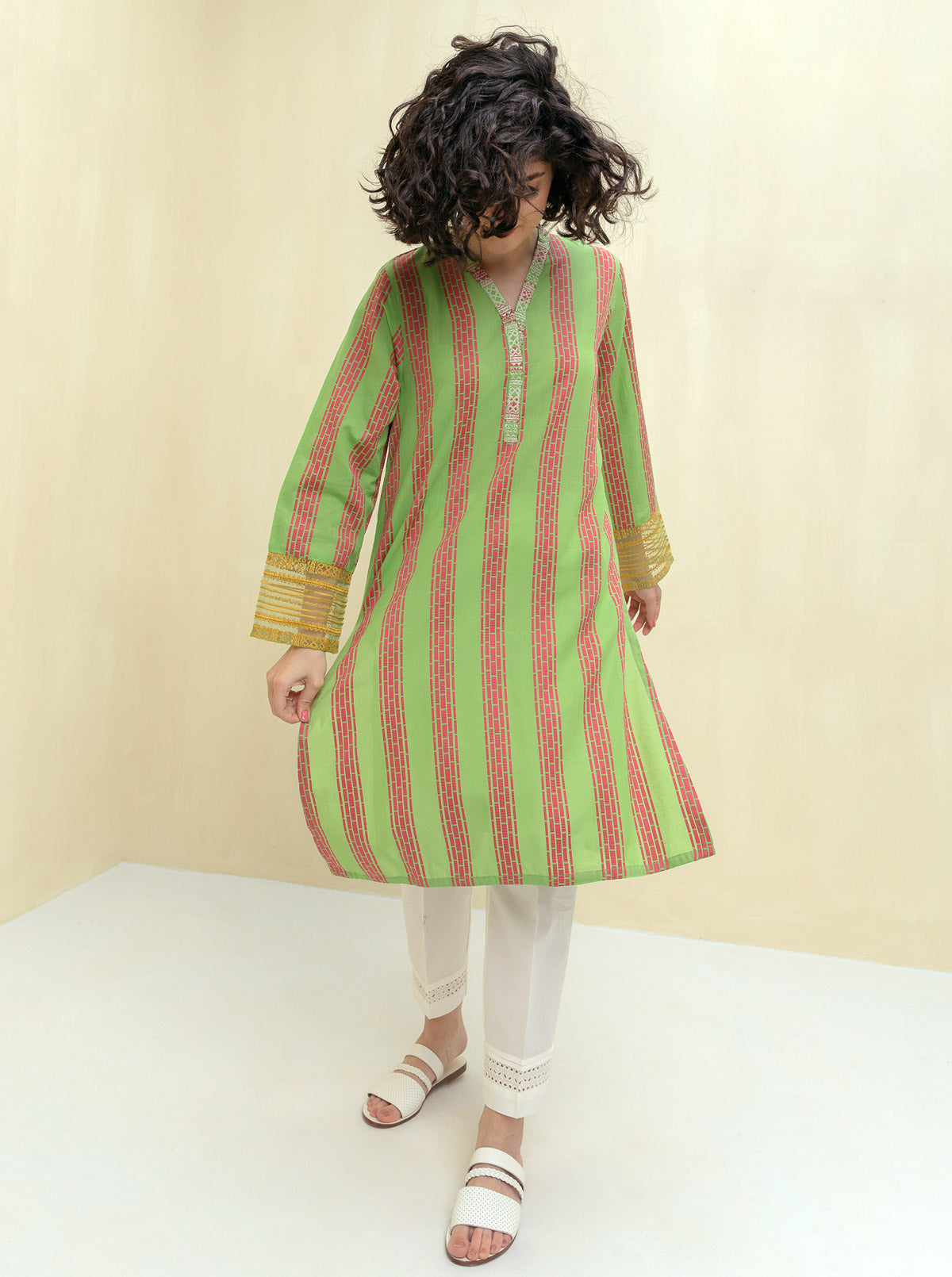 2 PIECE EMBROIDERED COTTON NET SUIT (LUXURY PRET)