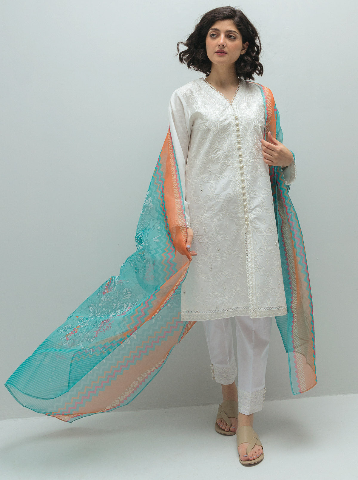 Embroidered Shirt With Dupatta