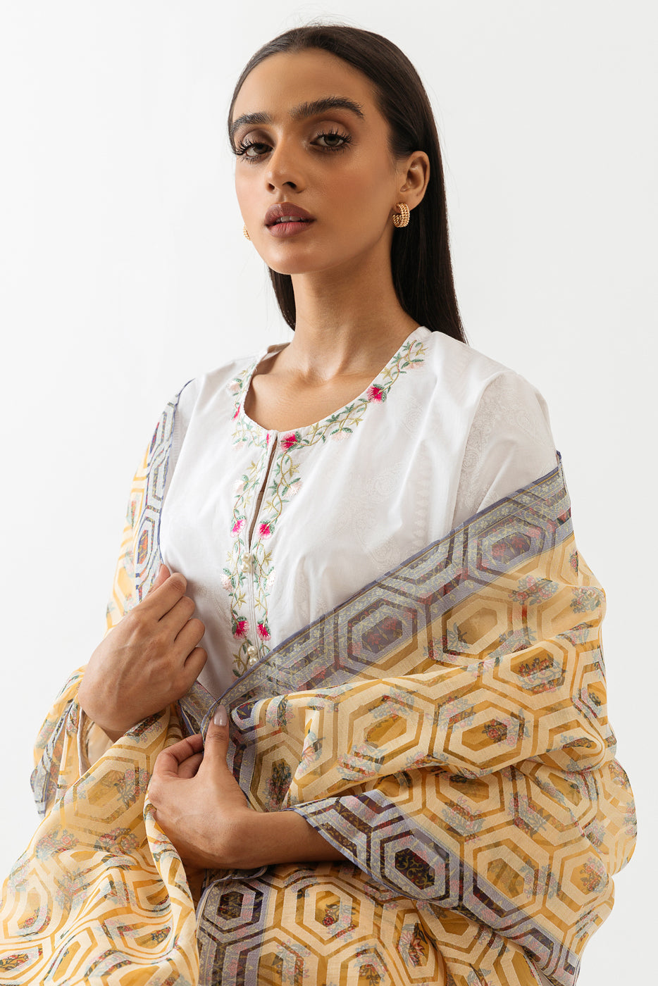 Embroidered Shirt With Dupatta