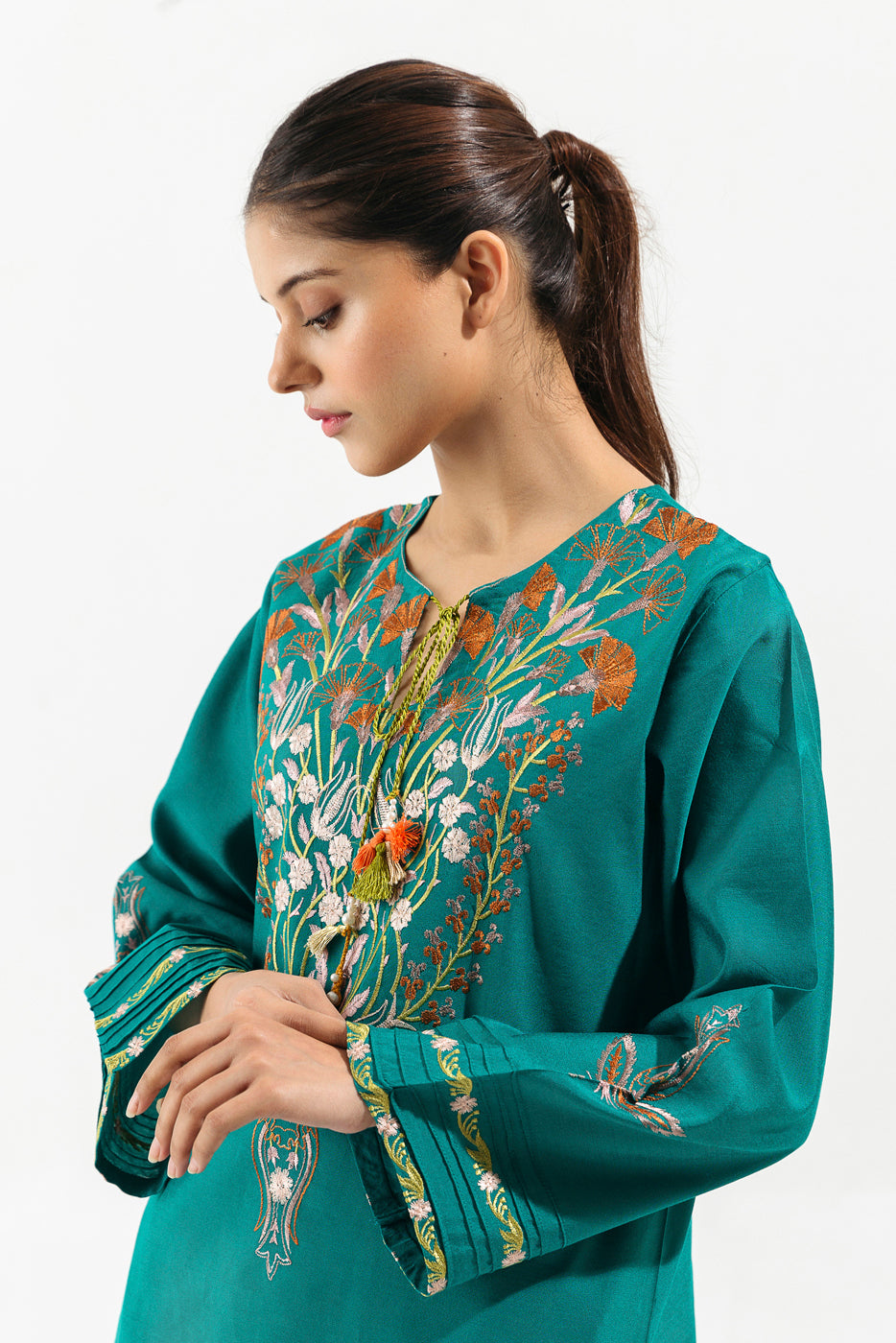 Embroidered Two Tone Shirt (Luxury Pret)