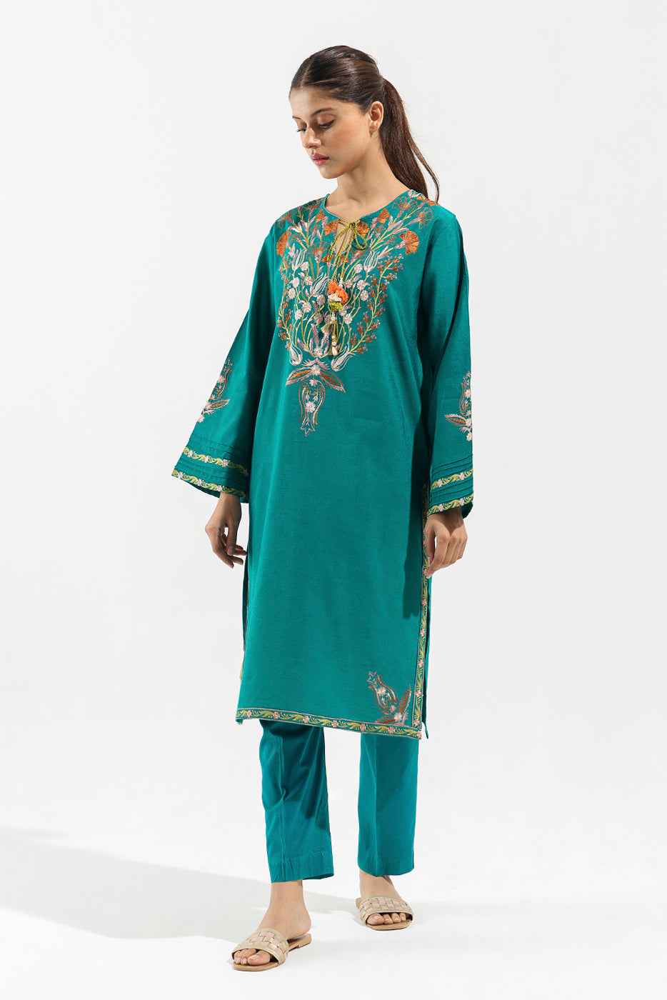 Embroidered Two Tone Shirt (Luxury Pret)