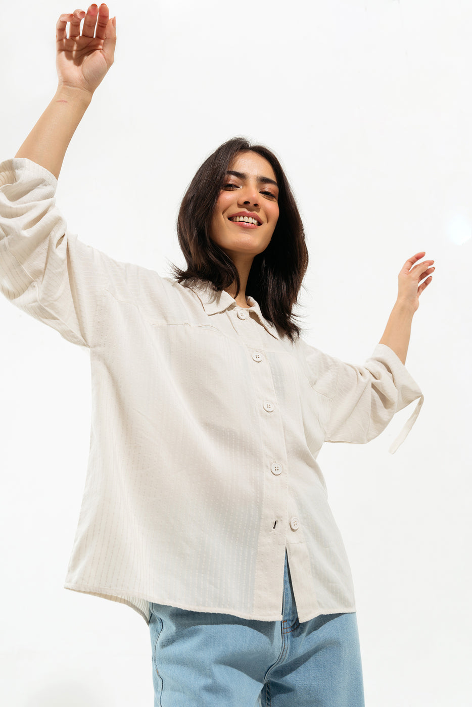 Beige Button Down Shirt