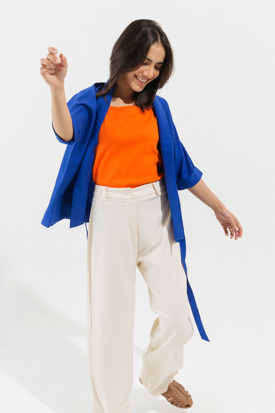 Powder Blue Shawl Collar Top