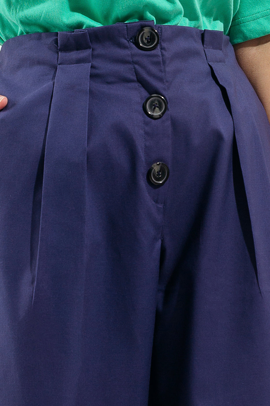 Blue Wide Leg High Rise Pants
