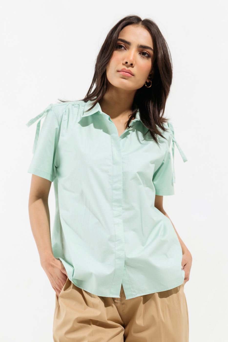 Ice Green Button Down Top