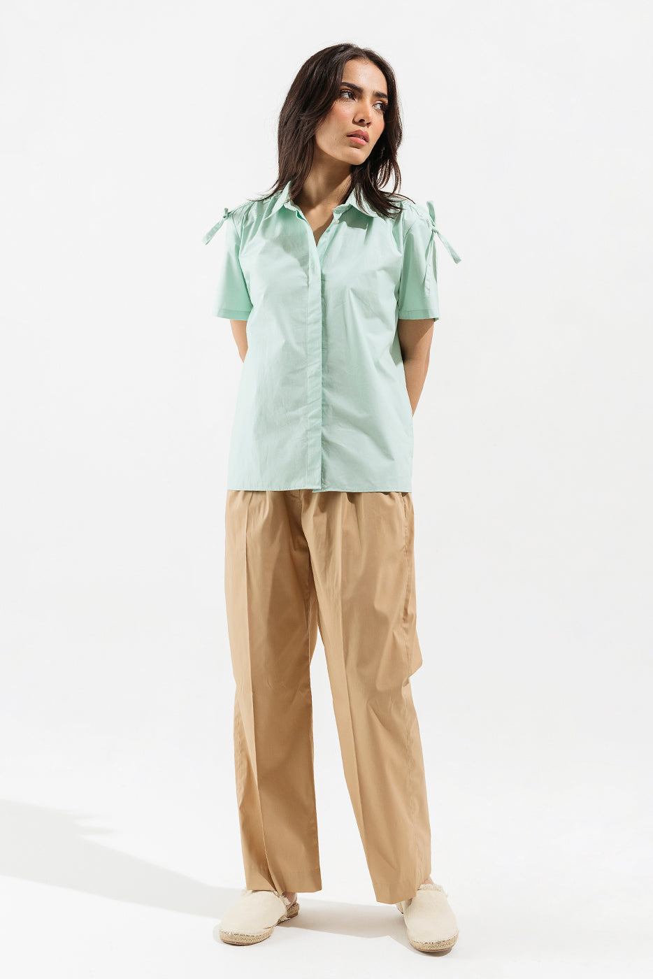 Ice Green Button Down Top