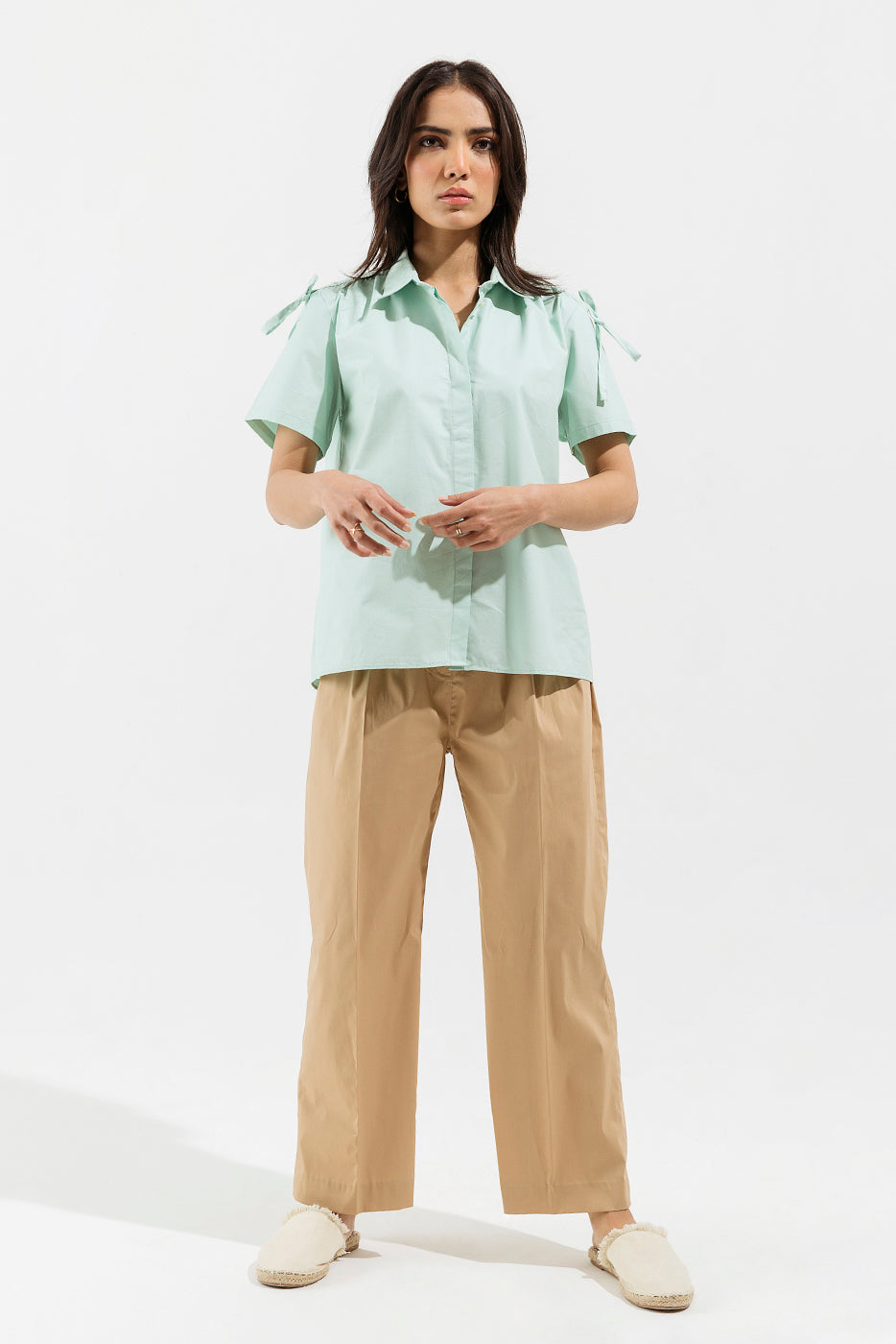 Ice Green Button Down Top
