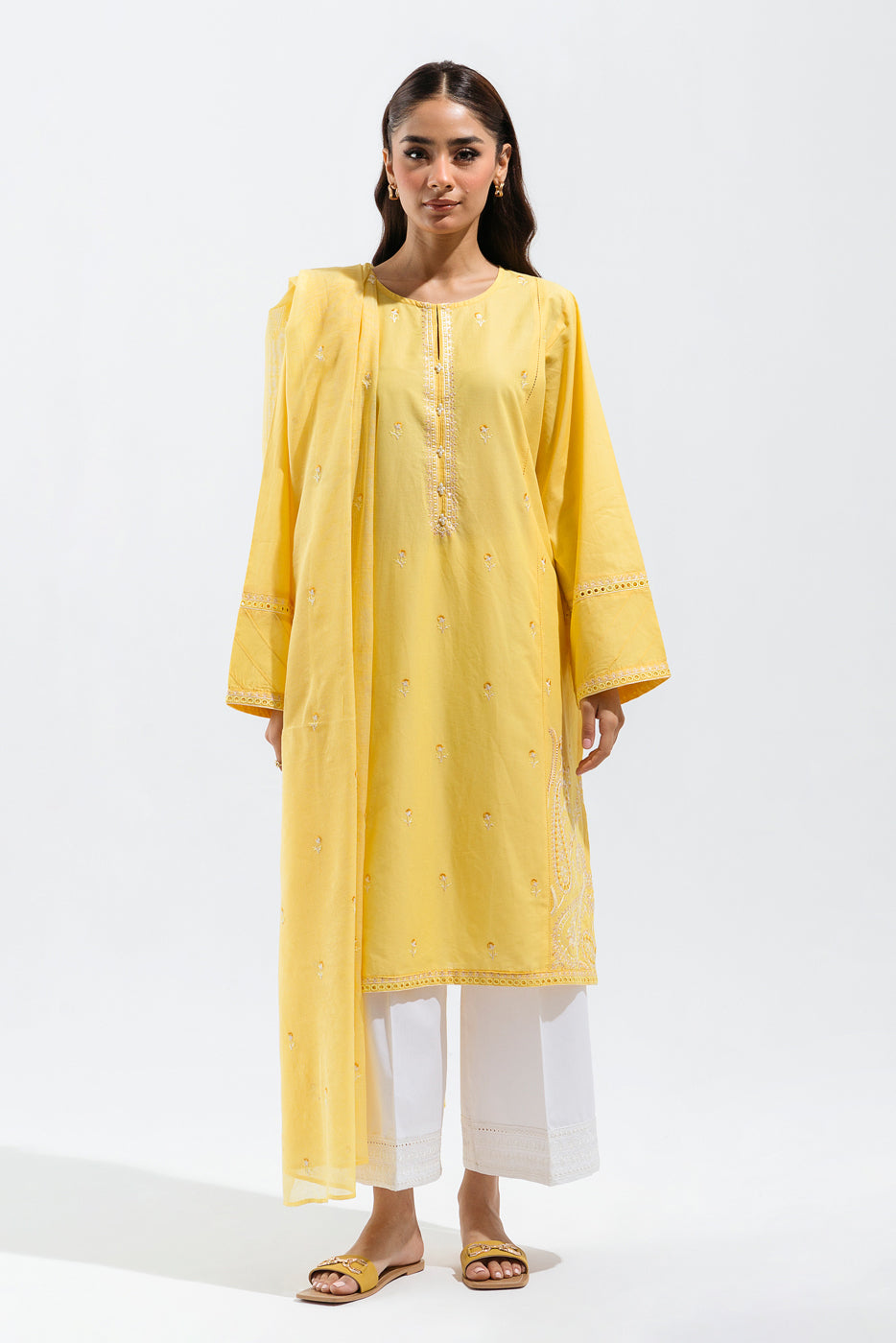 Embroidered Shirt With Dupatta