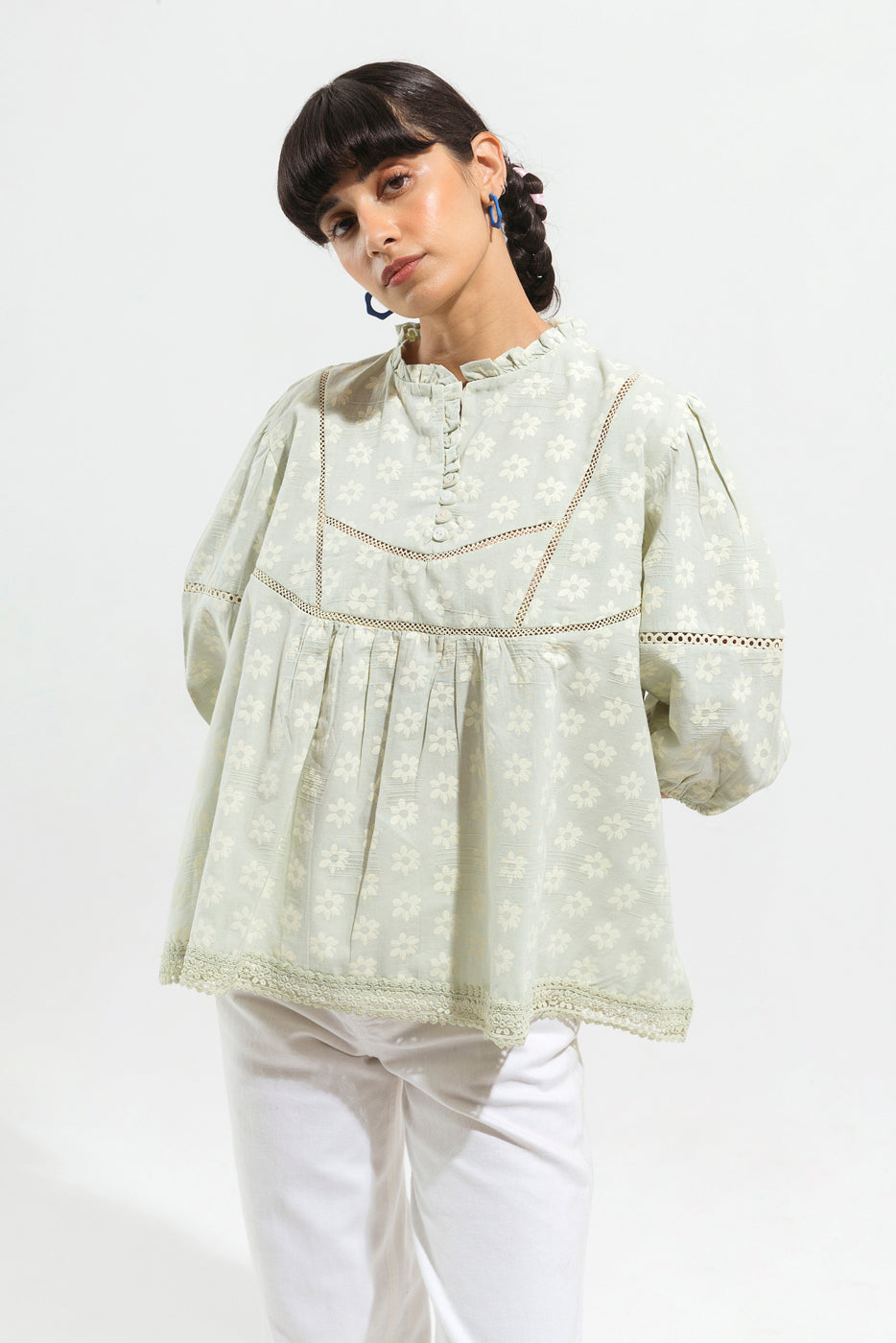 Pistachio Green Screen Printed Top