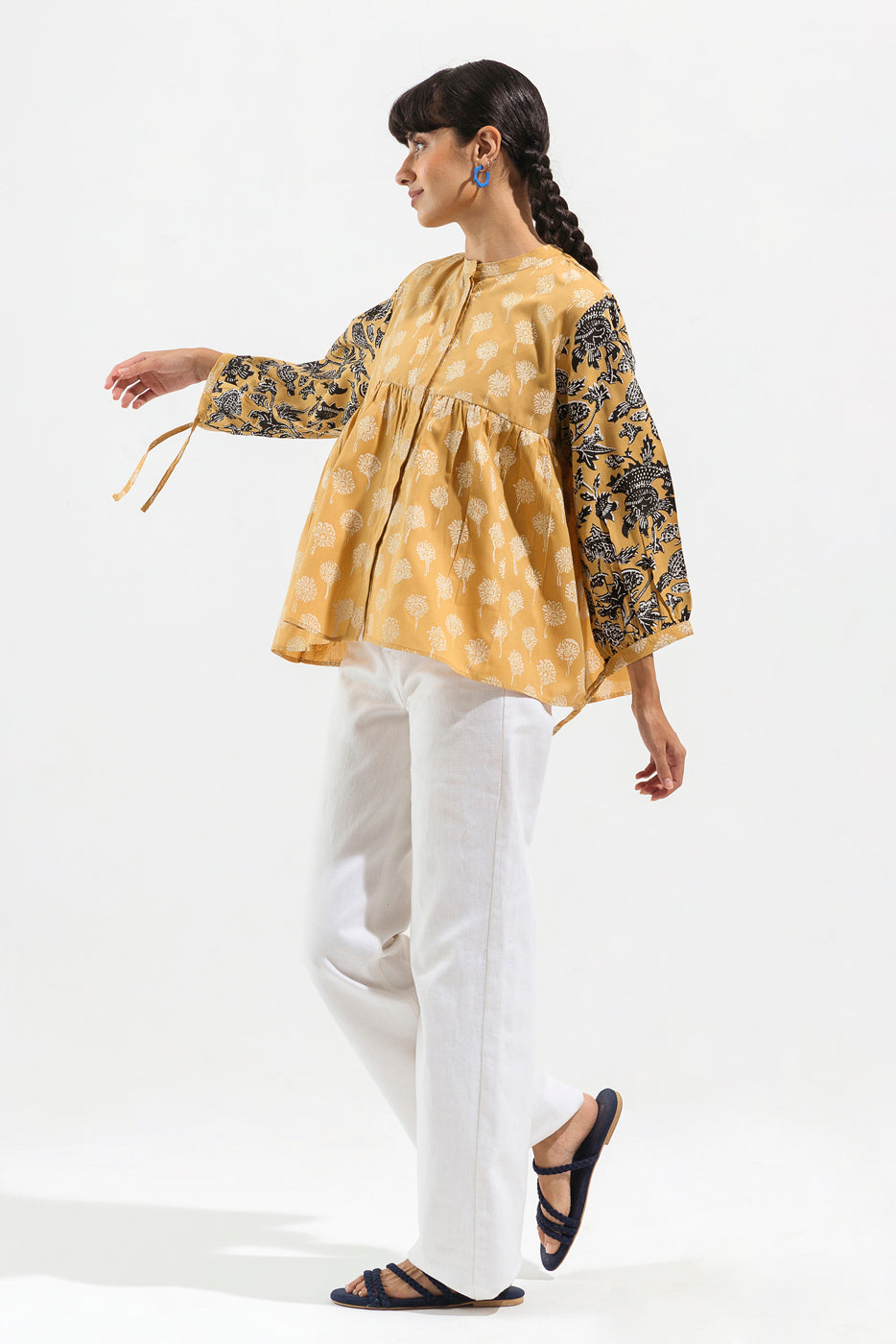 Beige Print Peplum