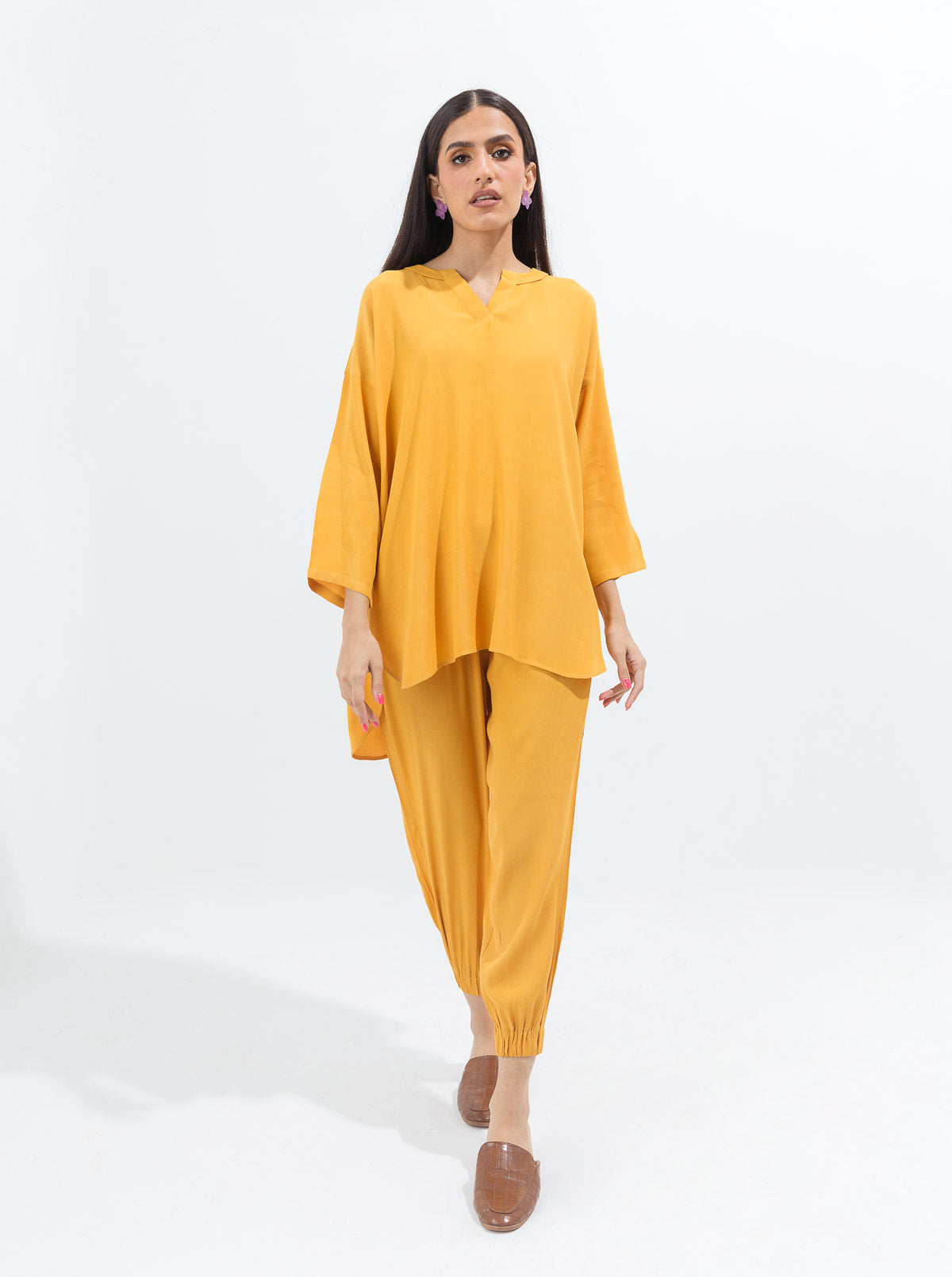 Mustard Crepe Co-Ord Set