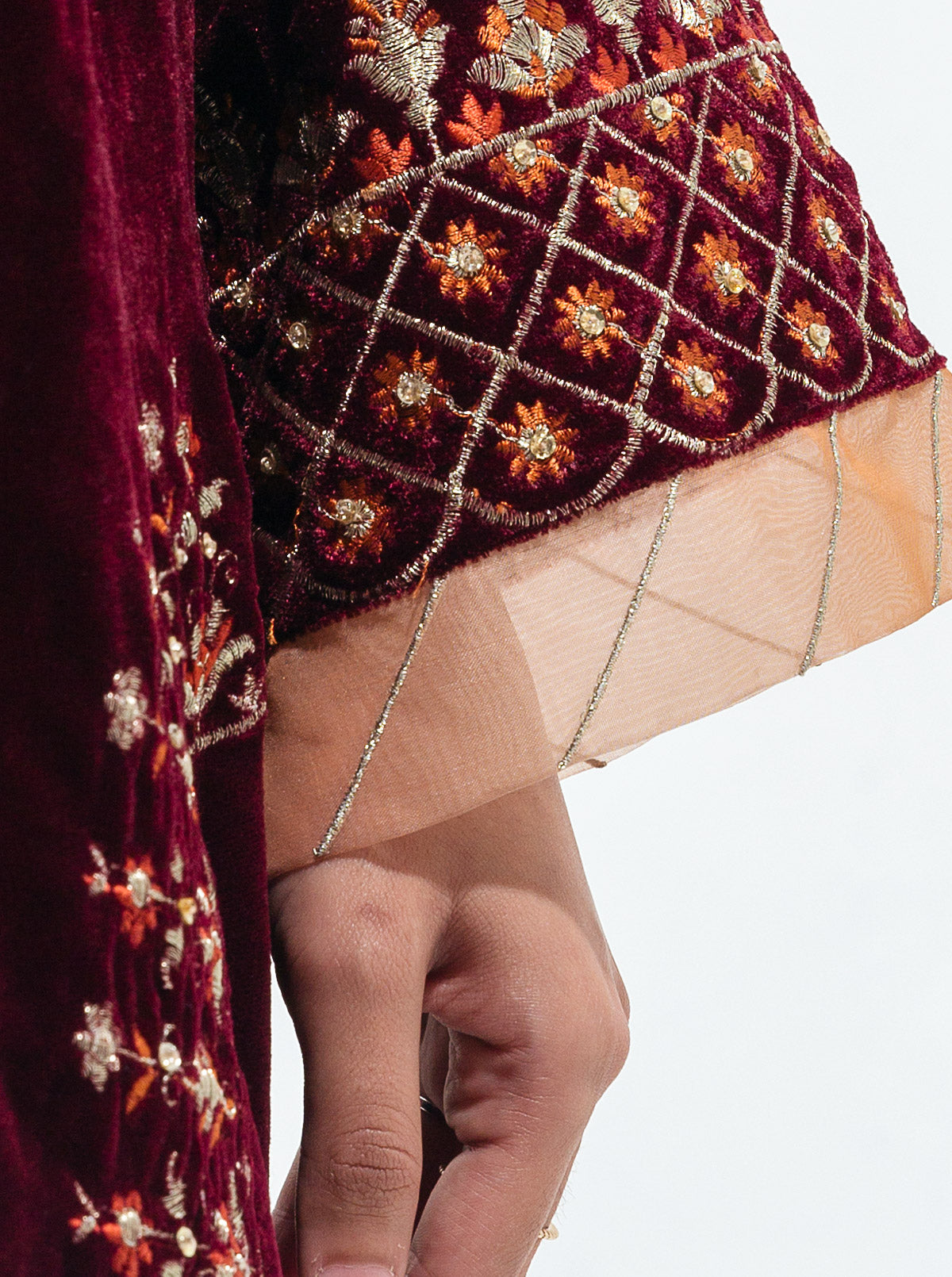 Embroidered Velvet Shirt (Luxury Pret)
