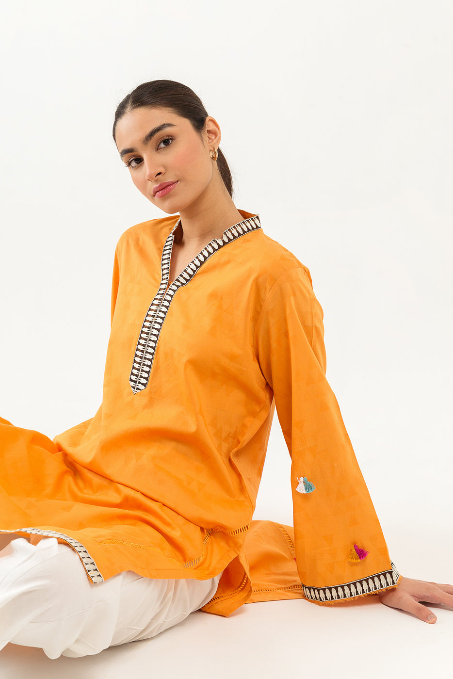 Embroidered Self Jacquard Shirt (Pret)