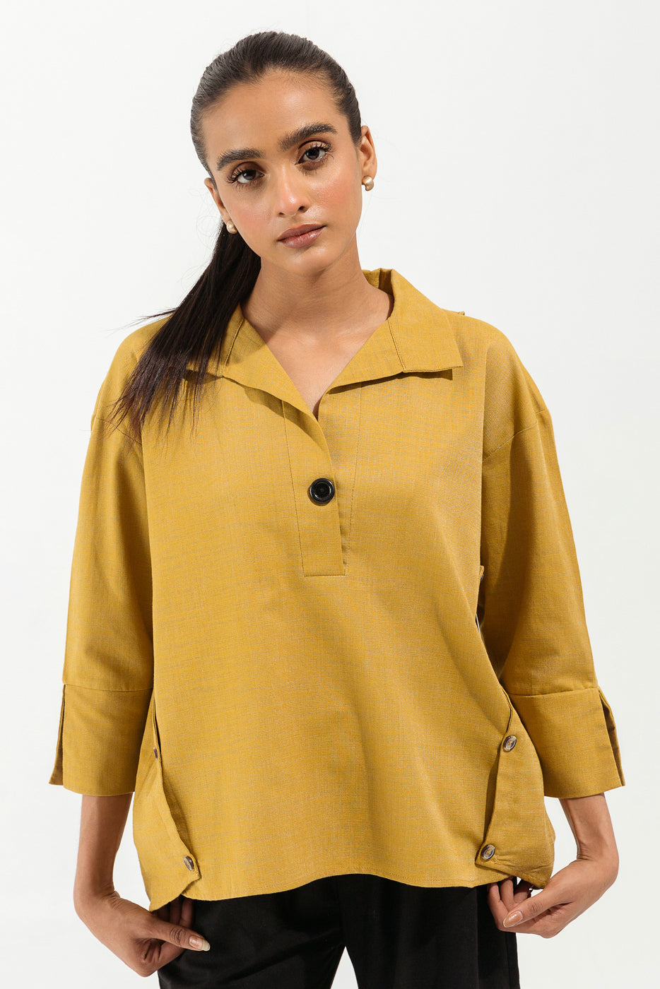 Yellow Ochre Textured Top