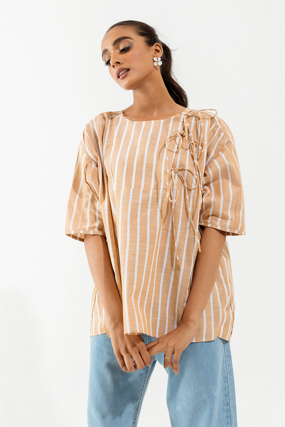 Khaki Striped Top