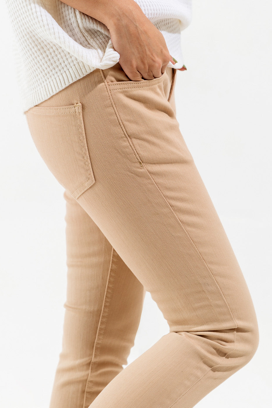 Beige Cropped Skinny Jeans