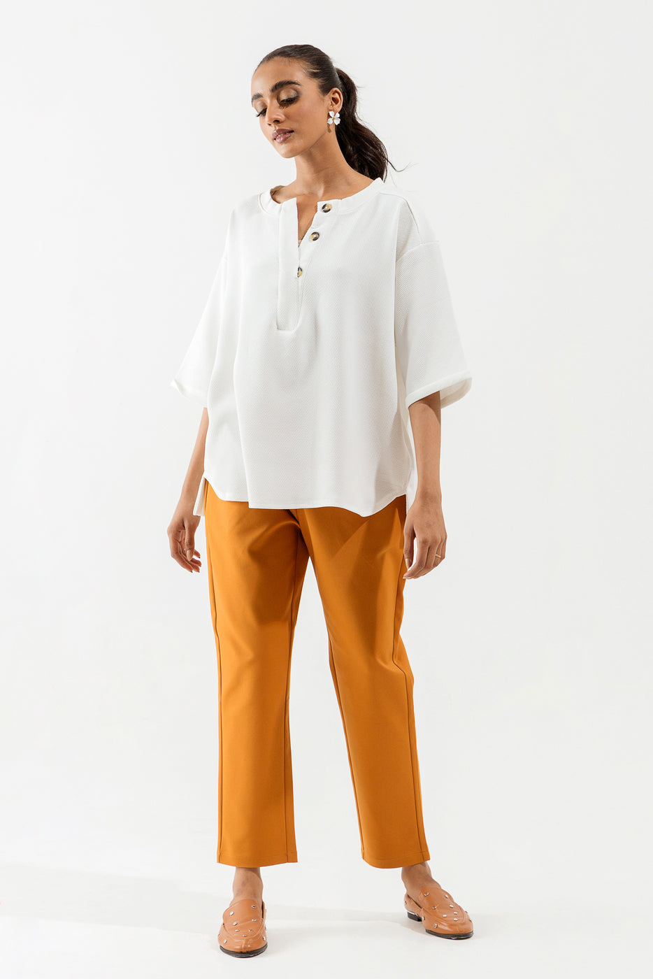 White Textured Top