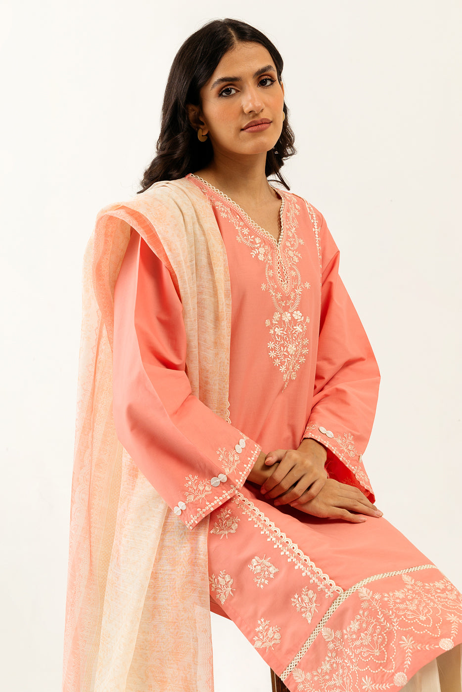 Embroidered Shirt With Dupatta