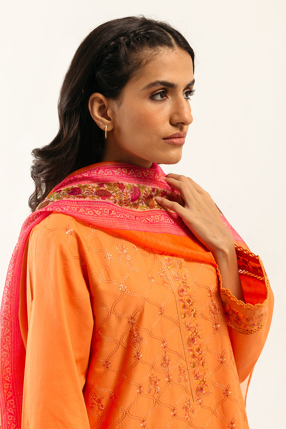 Embroidered Shirt With Dupatta