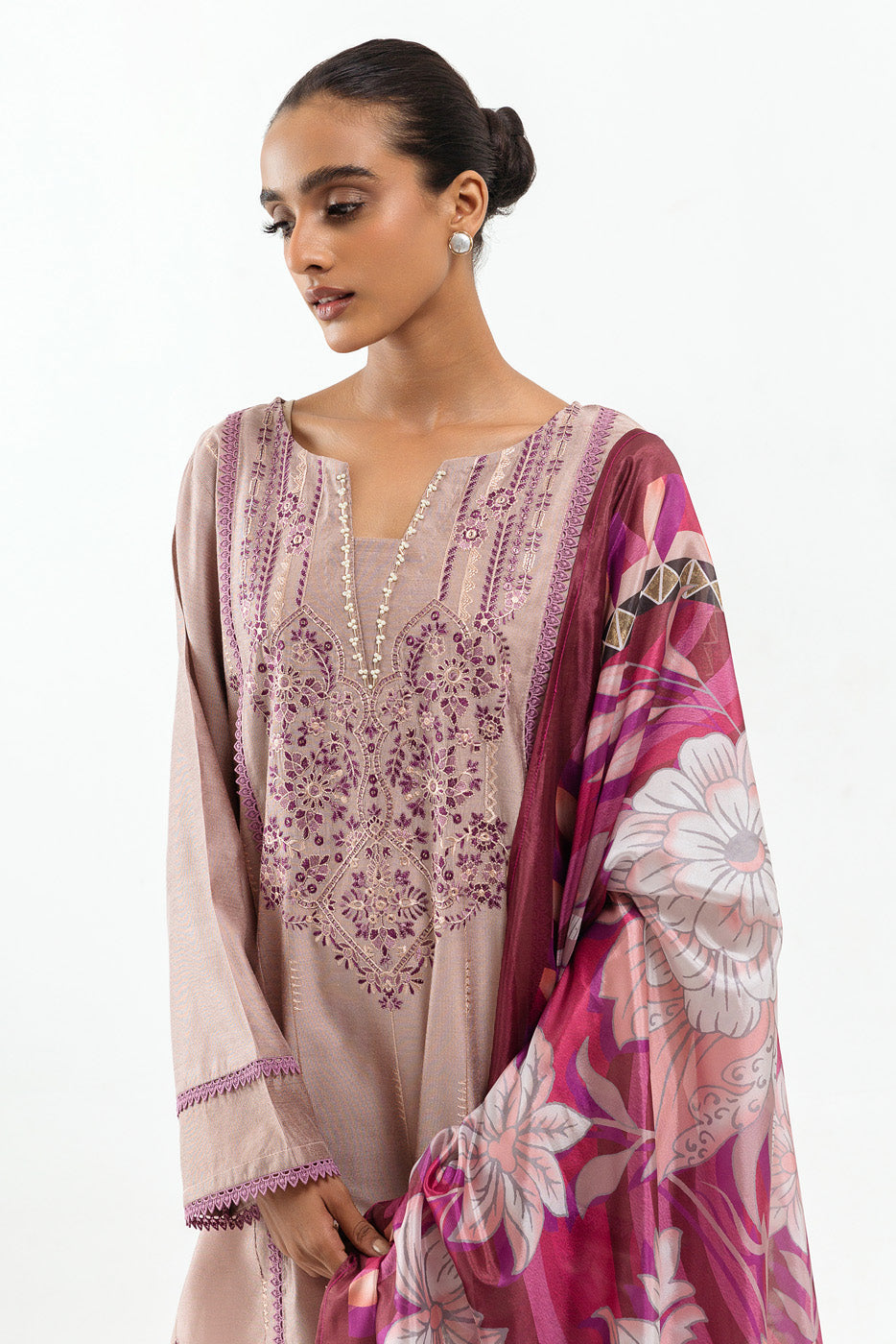 Embroidered Shirt With Dupatta