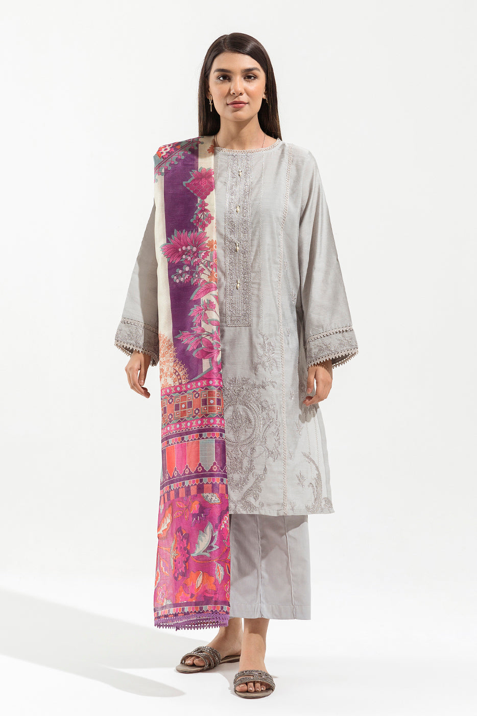 Embroidered Shirt With Dupatta