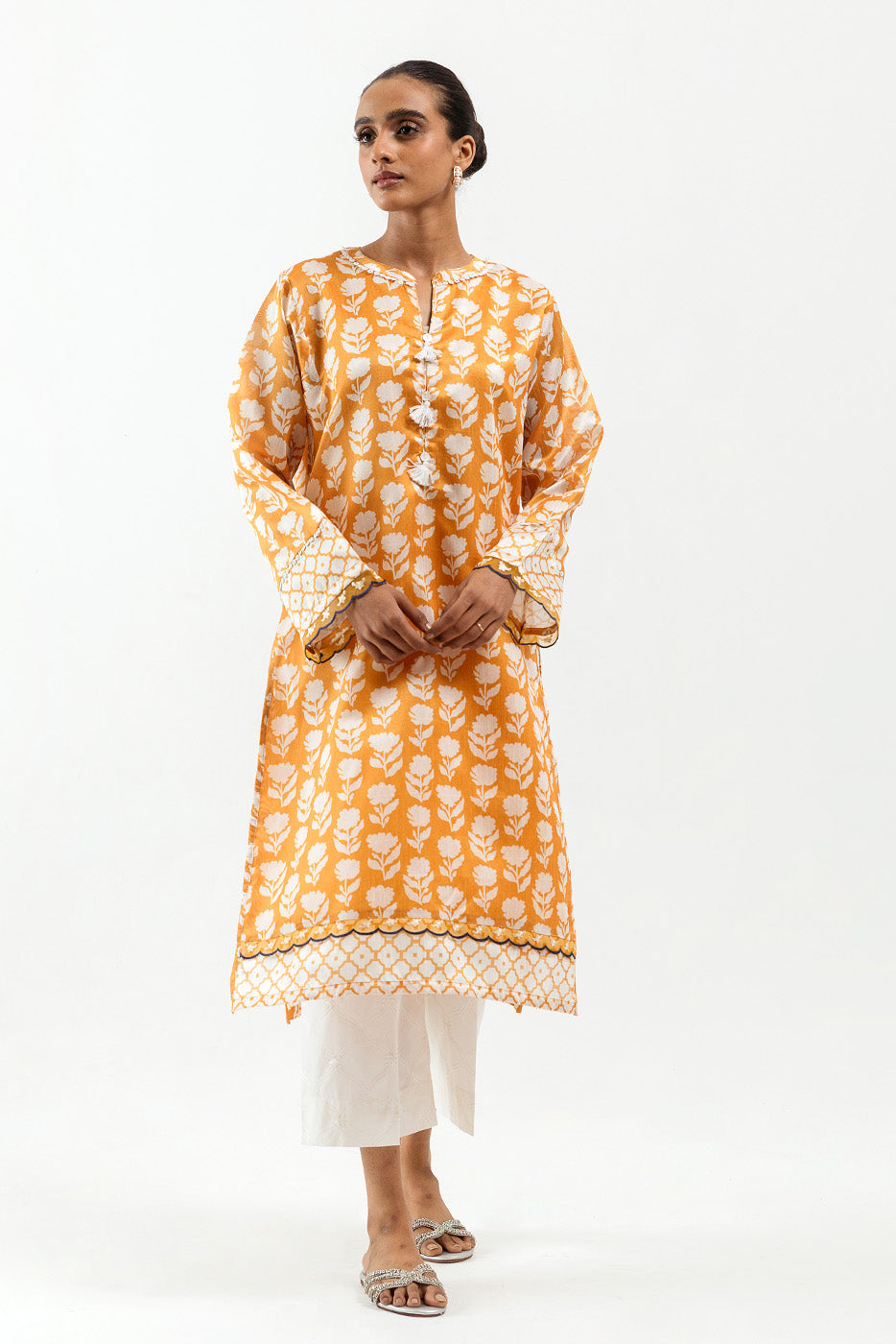 Printed Organza Shirt (Luxury Pret)