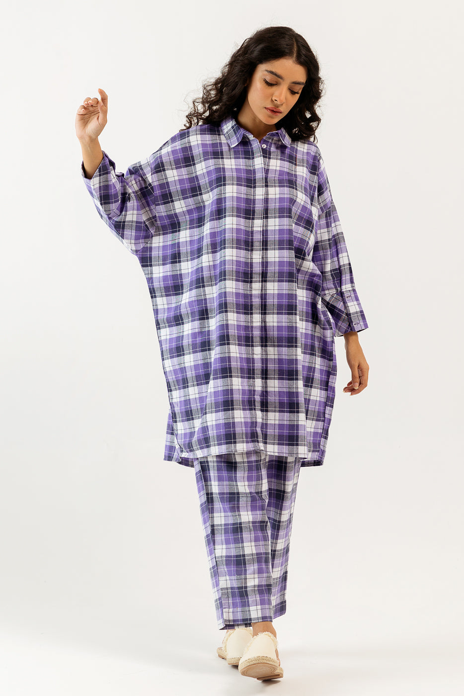 Purple Checkered Flannel Coord Set (Pret)