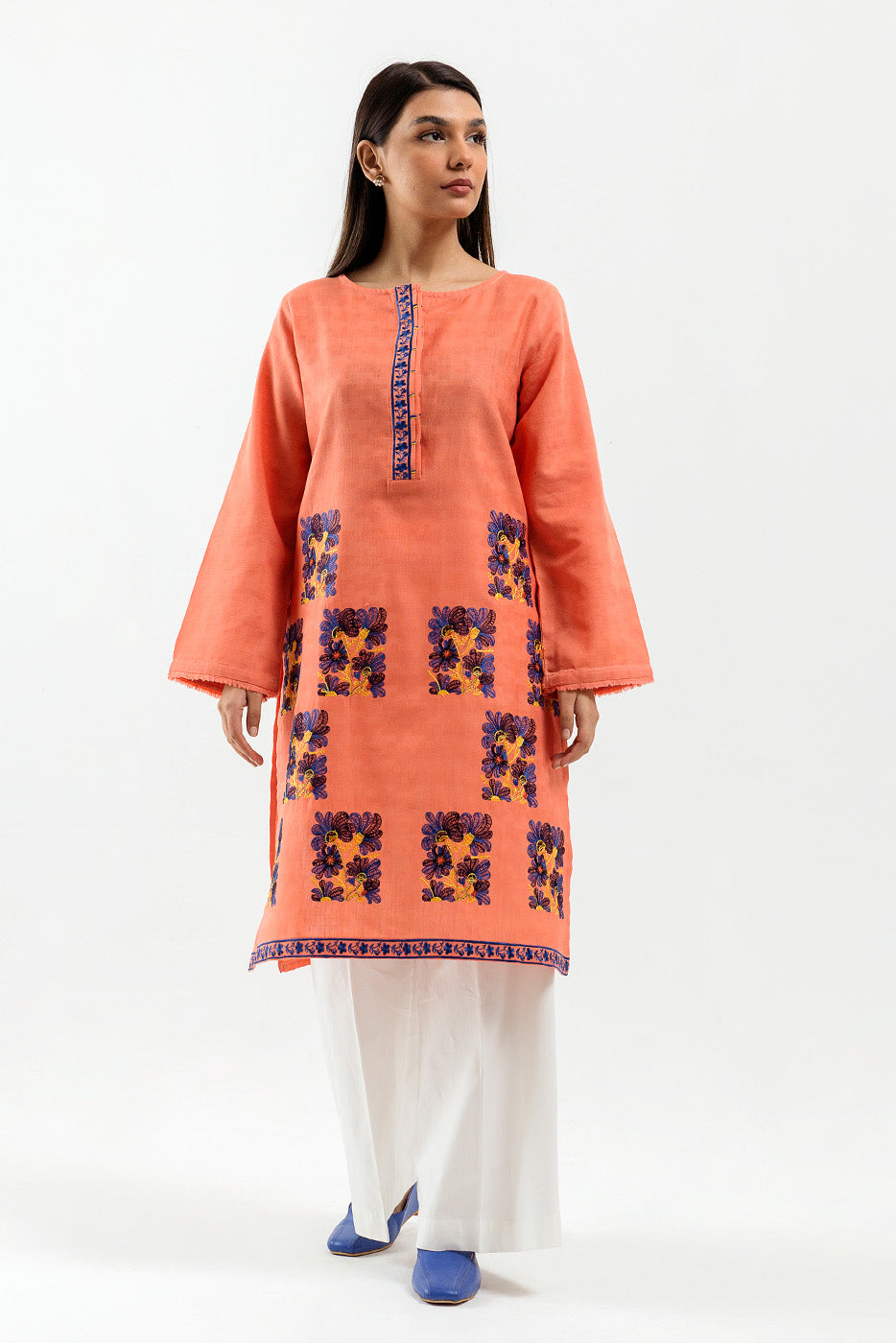 Embroidered Khaddar Jacquard Shirt (Pret)