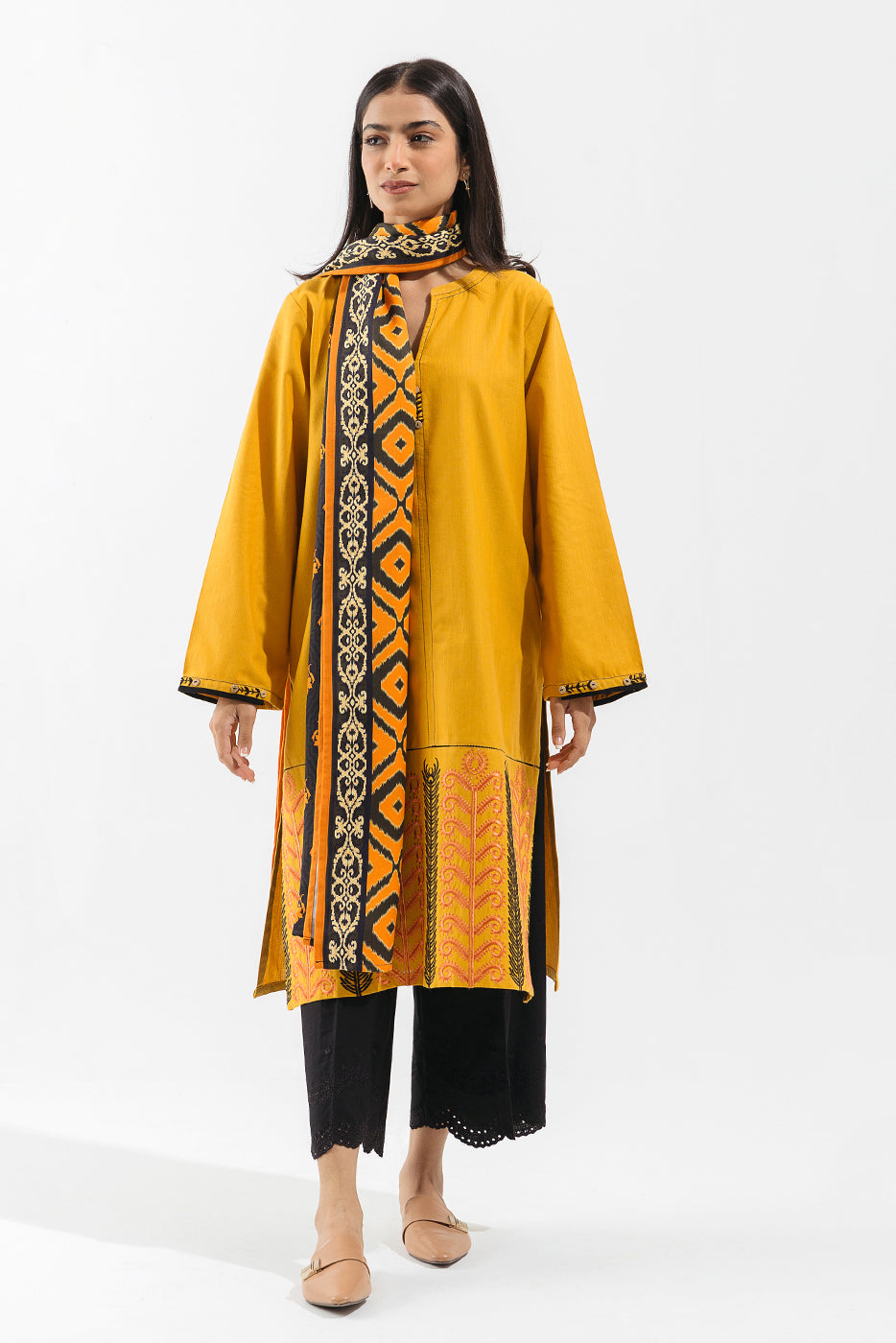 Embroidered Shirt With Shawl
