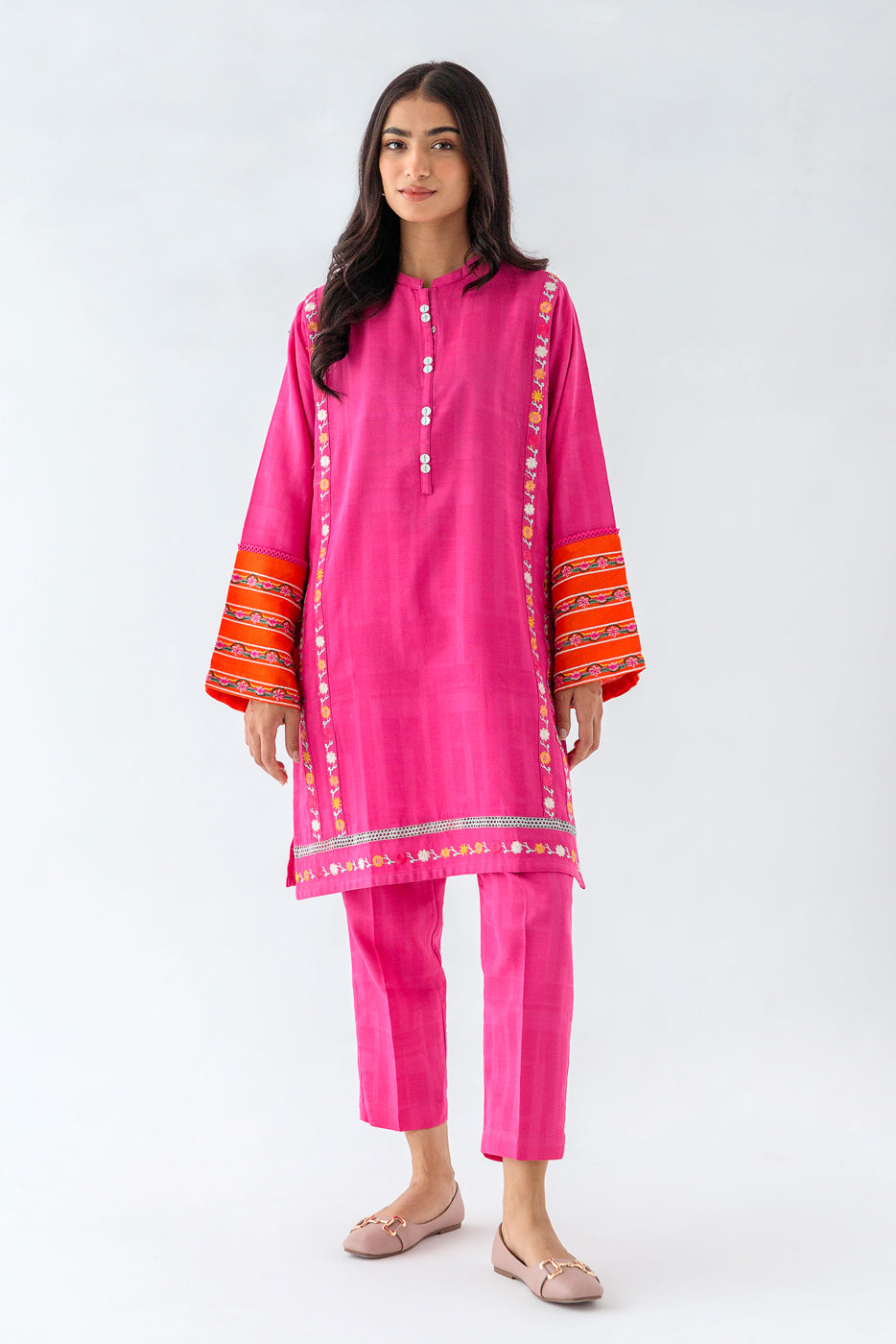 Embroidered Khaddar Jacquard Shirt (Pret)