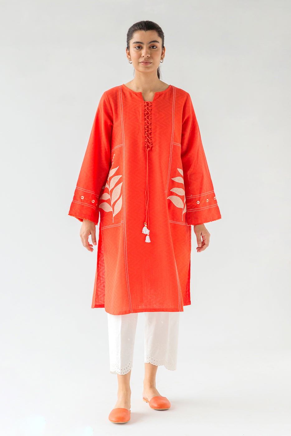 Embroidered Khaddar Jacquard Shirt (Pret)